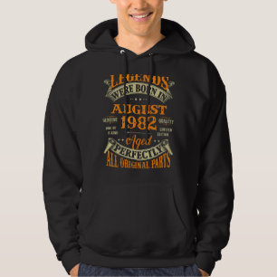 40th Birthday  Legends Born In August 1982 40 Year Hoodie
