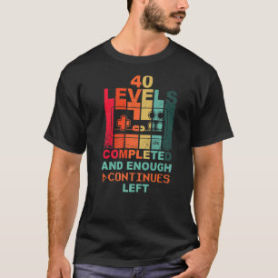 40th Birthday Level 40 Gamepad Retro Gamer T-Shirt