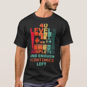 40th Birthday Level 40 Gamepad Retro Gamer T-Shirt