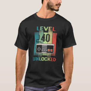 40th Birthday  Level 40 Unlocked Video Gamer 40 Ye T-Shirt