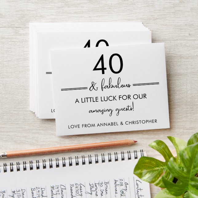 40th Birthday Lotto Envelope | 40 & Fabulous | (Stacked)