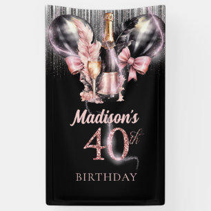 40th Birthday Luxury Rose Wine Party Sign