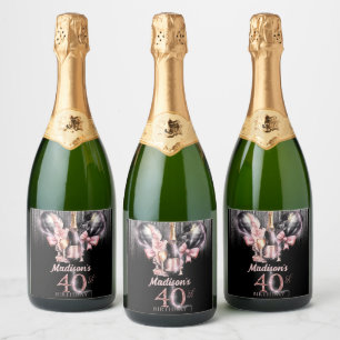 40th Birthday Luxury Rose Wine Sparkling Wine Label