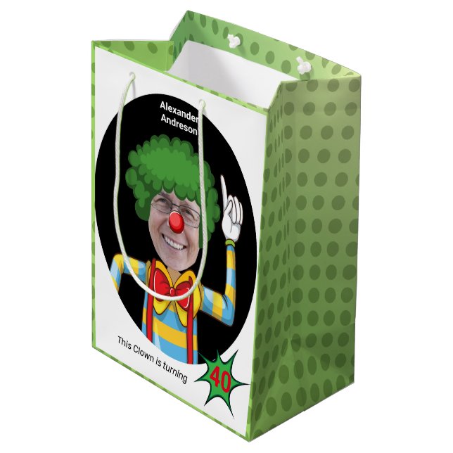 40th Birthday Mens New Funny Clown Epic Amazing Medium Gift Bag (Back Angled)