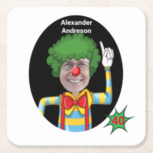 40th Birthday Mens New Funny Clown Epic  Square Paper Coaster