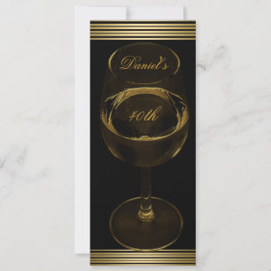 40th Birthday Mens Sepia Gold Cold Drinks Man Invitation