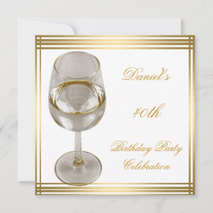 40th Birthday Mens Sepia Gold Cold Drinks Man Invitation