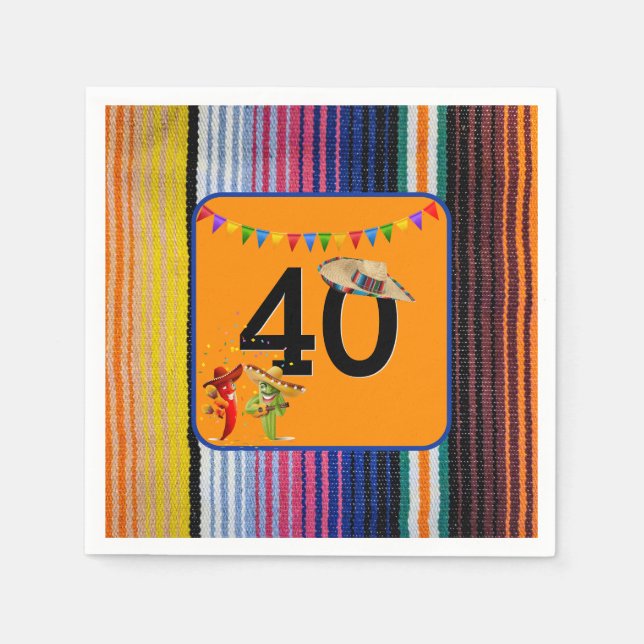 40th Birthday Mexican Design Napkin (Front)
