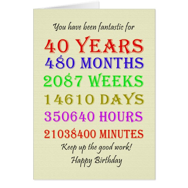 40th Birthday Milestones (Front)