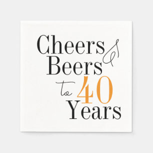 40th Birthday Modern Beers and Cheers Party Napkin