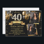 40th Birthday Modern Gold Glitter Balloons 2 Photo Invitation<br><div class="desc">40th Birthday Modern Gold Glitter Balloons 2 Photo Invitation</div>