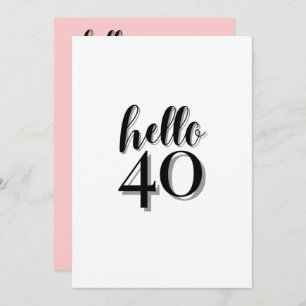 40th Birthday Modern Pink and Black Party Invitation