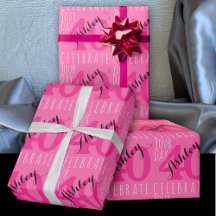 40th Birthday Modern Pink Typography