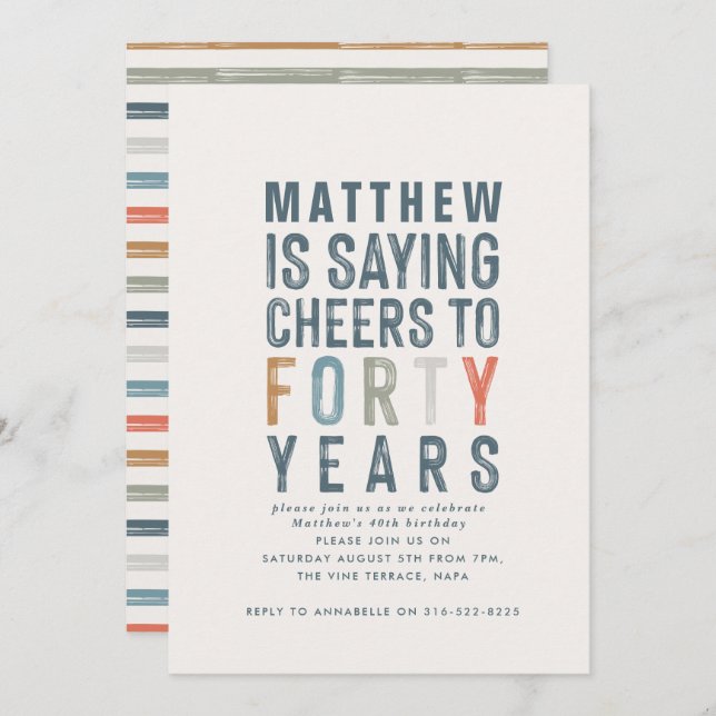 40th birthday modern rustic classy typography (Front/Back)