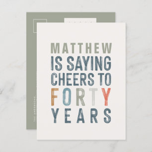 40th birthday modern rustic classy typography post invitation postcard