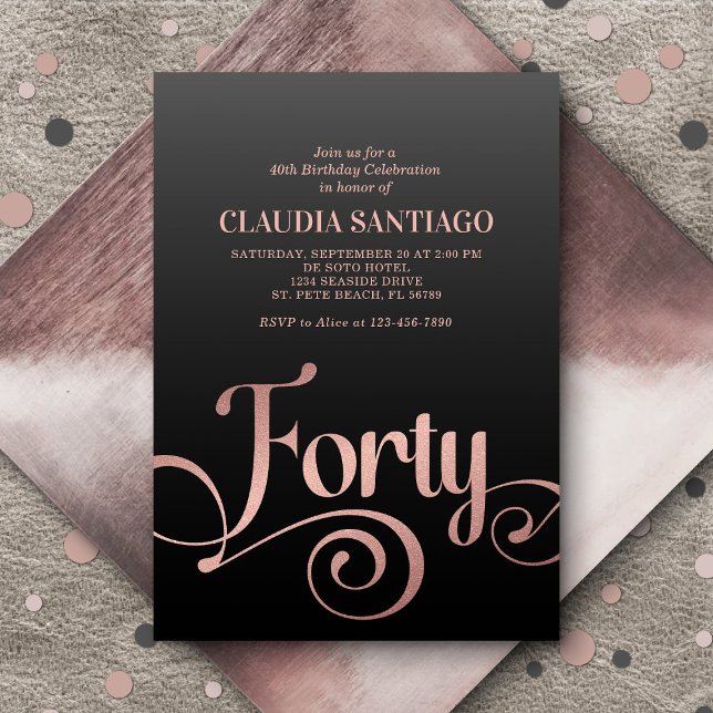 40th Birthday Modern Script Invitation (Creator Uploaded)