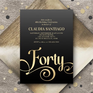 40th Birthday Modern Script Invitation