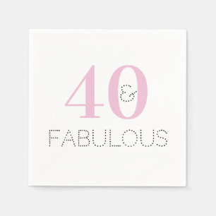 40th Birthday Modern Typography Pink Party Napkin