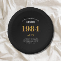 40th Birthday Name 1984 Black Gold Elegant Chic