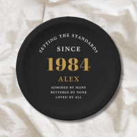 40th Birthday Name 1984 Black Gold Elegant Chic