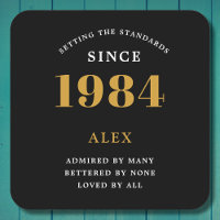 40th Birthday Name Year Black Gold Elegant Chic