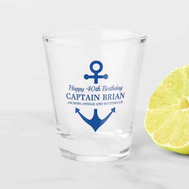 40th Birthday Nautical Theme Party on a Boat Shot Glass (Front)