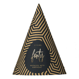 40th birthday navy blue gold modern party hat