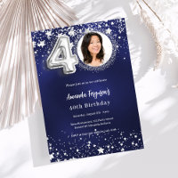 40th birthday navy blue silver stars photo