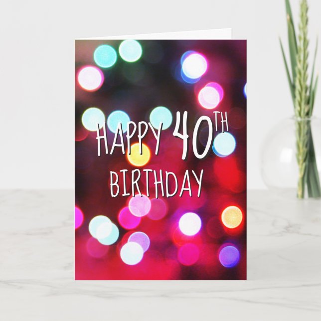 40th Birthday Neon Party Lights Card (Front)