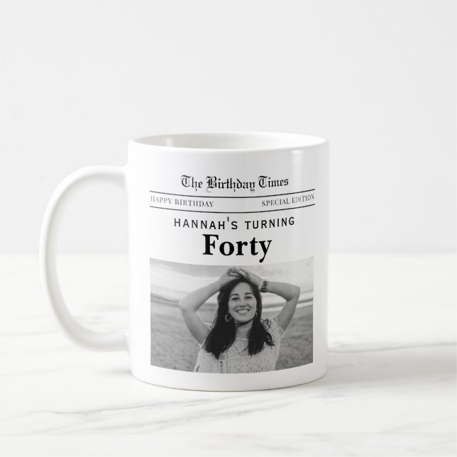 40th Birthday Newspaper Coffee Mug (Left)