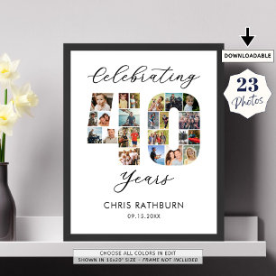 40th Birthday Number 40 23 Photo Collage Poster