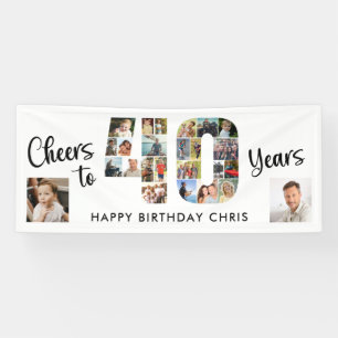 40th Birthday Number 40 Cheers 25 Photos Banner