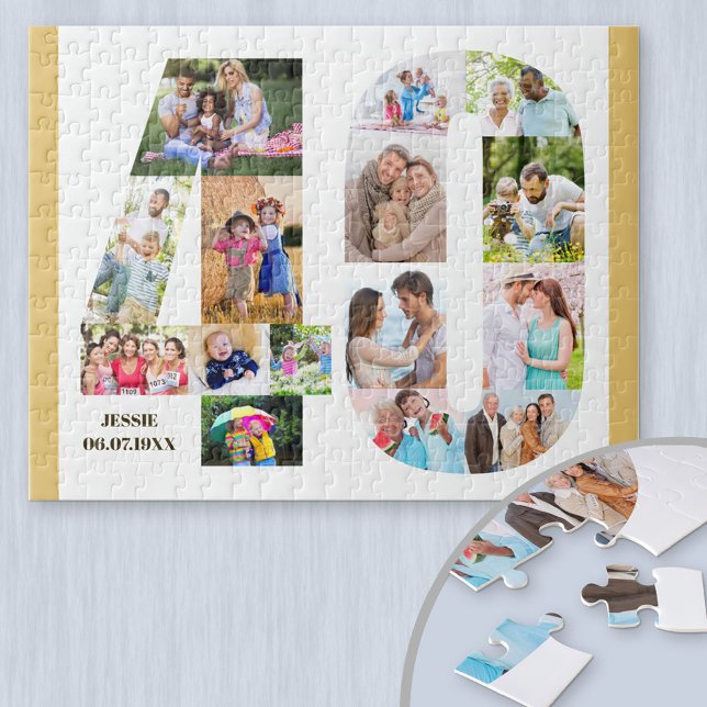 40th Birthday Number 40 Custom Photo Collage Jigsaw Puzzle (Creator Uploaded)