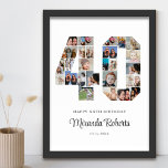 40th Birthday Number 40 Custom Photo Collage Poster<br><div class="desc">Celebrate 40th birthday with this personalised number 40 photo collage poster. This customisable gift is also perfect for wedding anniversary. It's a great way to display precious memories from your wedding and married life. The poster features a collage of photos capturing those special moments, and it can be customised with...</div>