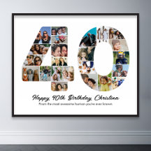 40th Birthday Number 40 Photo Collage Anniversary