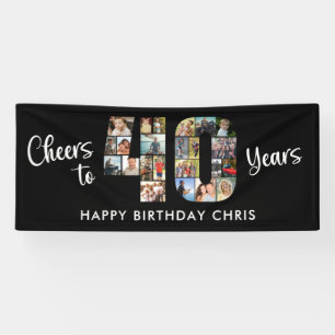40th Birthday Number 40 Photo Collage Cheers Banner