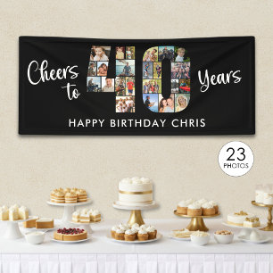40th Birthday Number 40 Photo Collage Cheers Banner