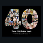 40th Birthday Number 40 Photo Collage Gift Poster<br><div class="desc">Mark years of wonderful memories and adventures with this captivating 40th Birthday Number Photo Collage. This customisable template is the perfect blend of creativity and sentiment, allowing you to create a truly memorable and personalised gift for your loved one's special day. Capture the essence of incredible years in a single...</div>
