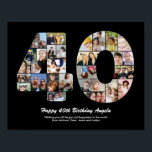 40th Birthday Number 40 Photo Collage Gift Poster<br><div class="desc">Mark years of wonderful memories and adventures with this captivating 40th Birthday Number Photo Collage. This customisable template is the perfect blend of creativity and sentiment, allowing you to create a truly memorable and personalised gift for your loved one's special day. Capture the essence of incredible years in a single...</div>