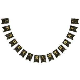 40th Birthday Number Pattern Gold and Black Bunting
