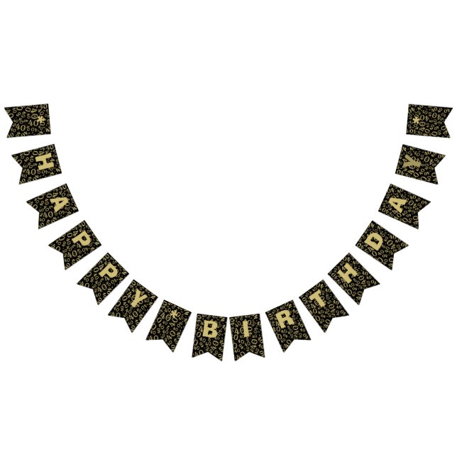 40th Birthday Number Pattern Gold and Black Bunting (All)