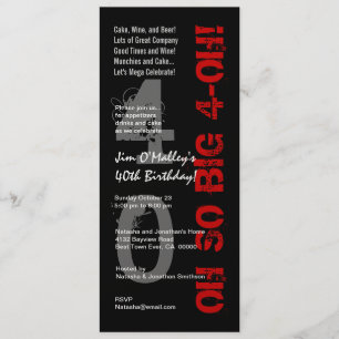 40th Birthday Oh So Big 4 Oh Red Black Metallic Invitation