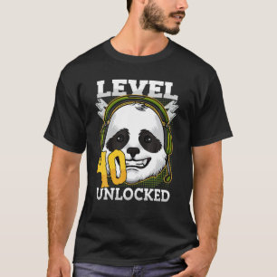 40Th Birthday Panda Bear Level 40 Unlocked Funny G T-Shirt