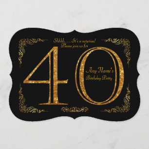 40th,Birthday party 40th,great Gatsby,black & gold Invitation