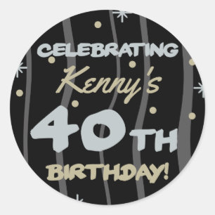 40th Birthday Party Add Your Name Classic Round Sticker