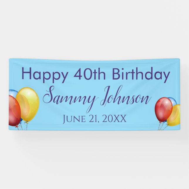 40th Birthday Party Banner Decoration (Horizontal)
