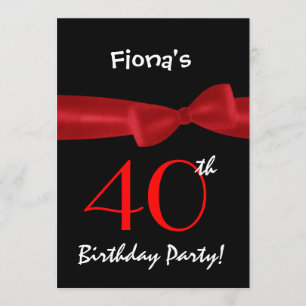 40th Birthday Party Black and Colourful Printed Bo Invitation