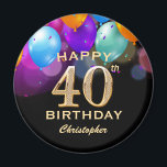 40th Birthday Party Black and Gold Balloons Magnet<br><div class="desc">40th Birthday Party Black and Gold Colourful Balloons and Confetti Magnet. For further customisation,  please click the "Customise it" button and use our design tool to modify this template.</div>