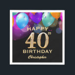 40th Birthday Party Black and Gold Balloons Napkin<br><div class="desc">40th Birthday Party Black and Gold Colourful Balloons and Confetti Napkins. For further customisation,  please click the "Customise it" button and use our design tool to modify this template.</div>