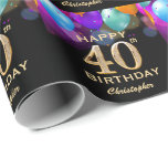 40th Birthday Party Black and Gold Balloons Wrapping Paper<br><div class="desc">40th Birthday Party Black and Gold Colourful Balloons and Confetti Wrapping Paper. For further customisation,  please click the "Customise it" button and use our design tool to modify this template.</div>